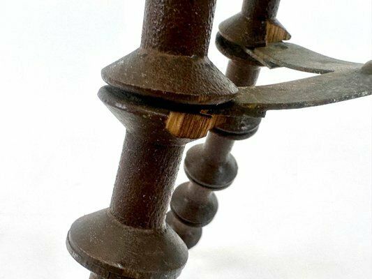 Antique Victorian Folk Art Wood Spool Side Table photo vintage