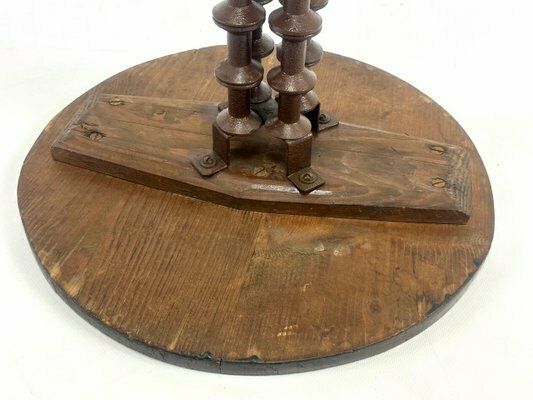 photo vinterior Antique Victorian Folk Art Wood Spool Side Table