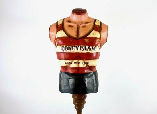 Coney Island Mens Swim Club Torso Mannequin On Stand, 1960s photo vintage