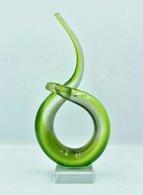 Italian Abstract Green Murano Glass Twist Sculpture, 1960s photo furniture