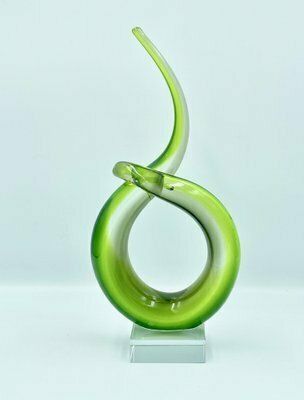 Italian Abstract Green Murano Glass Twist Sculpture, 1960s photo for sale