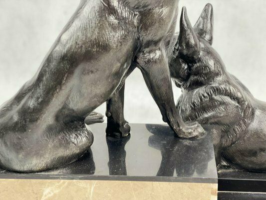 Art Louis Albert Carvin, Art Deco German Shepherds, 1920s, Zinc & Lead Alloy photo