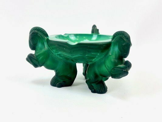 Art Deco Malachite Glass Pegasus Ashtray By Arthur Pleva For Curt Schlevogt, 1930s photo furniture