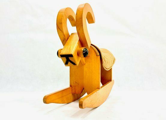 Mid Century Wooden Rocking Billy Goat, 1960s photo vintage