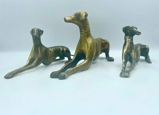 photo furniture Greyhounds Or Whippets In Brass, 1960s, Set Of 3