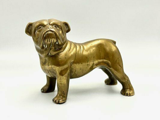 Brass Bulldog Paperweight Or Statue, 1940s photo for sale
