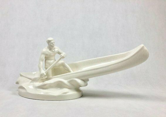 Ceramic Figure Of Canoeist From Jihokera Bechyně, Czechoslovakia, 1960s photo furniture