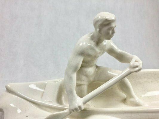 Ceramic Figure Of Canoeist From Jihokera Bechyně, Czechoslovakia, 1960s photo buy