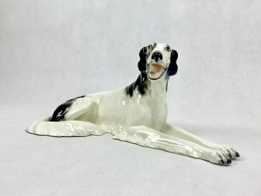Art Deco Borzoi Greyhound Statue In Porcelain From Royal Dux Bohemia, Czechoslovakia, 1920s photo 331.0