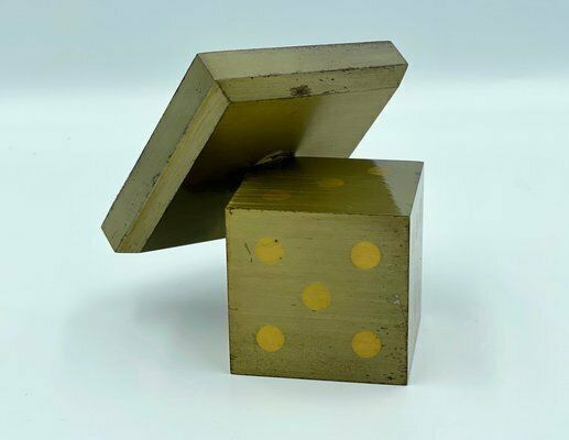 Mid Century Dice Paperweight In Brass, 1970s photo Home Decor