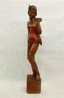 Balinese Artist, Carved Statue Of Woman, 1960s