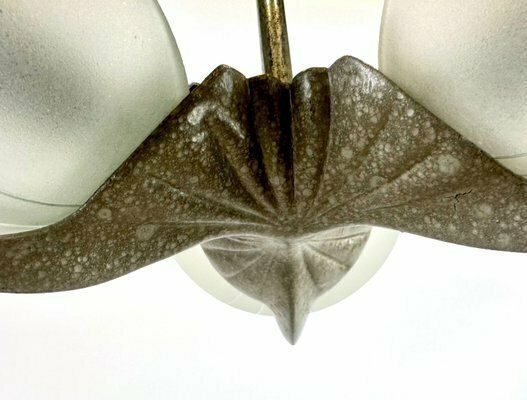 Lighting Art Deco Crystal Glass Pendant Lamp From Esc Zukov, 1940s photo