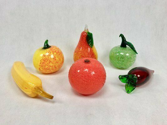 Mid Century Art Glass Fruits, 1970s, Set Of 6 photo vinterior
