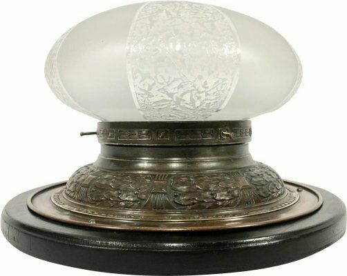 Art Nouveau Brass & Crystal Glass Ceiling Lamp, 1910s
