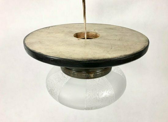 835.0 Art Nouveau Brass & Crystal Glass Ceiling Lamp, 1910s photo