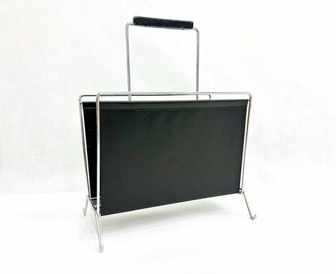 Vintage Vinyl And Steel Magazine Rack From Voss, 1970s