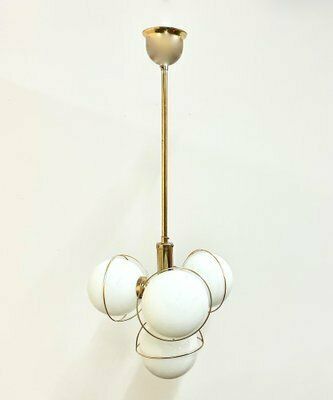 German Brass 3 Arm Chandelier From Leola, 1980s photo for sale