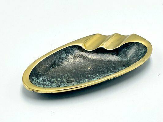Vintage Hagenauer Austrian Elliptical Brass Ashtray Attributed To Franz Hagenauer, 1950s