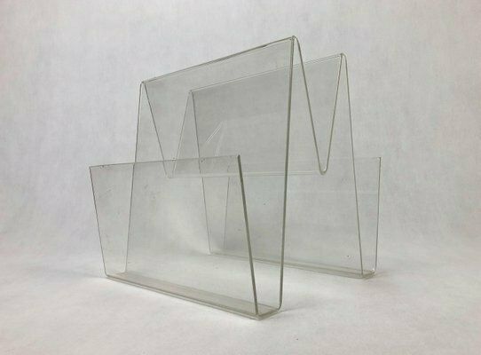 Vintage Magazine Rack In Acrylic Glass, 1970s photo Home Decor