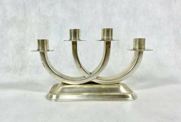 Art Deco Silver Plated Candleholder From Quist, Esslingen, 1950s photo furniture