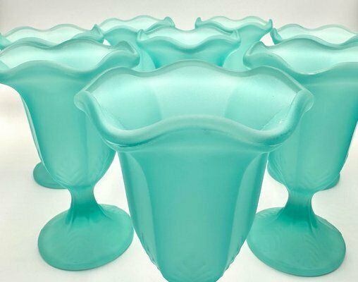 Vintage Frosted Glass Tulip Dessert Cups, 1960s, Set Of 8 photo furniture
