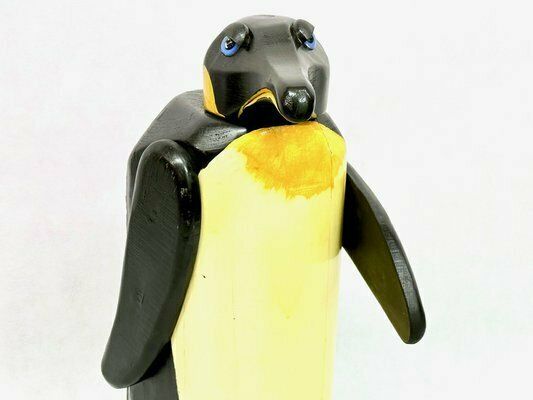 photo for sale Large Vintage Carved Wooden Penguin Sculpture, 1970s