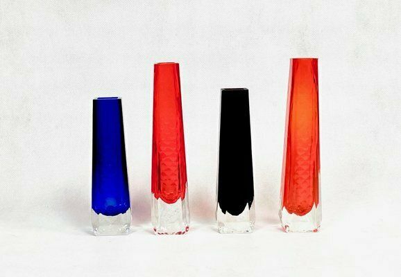 Sommerso Glass Vases From Veb Kunstglas Wasungen, 1970s, Set Of 4 photo furniture