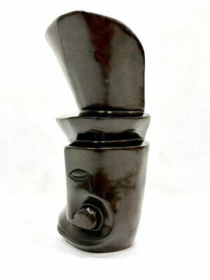 Mid Century Cubist Ebony Wood Head Sculpture, 20th Century photo for sale
