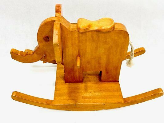 Mid Century Wooden Rocking Elephant, 1960s photo Furniture