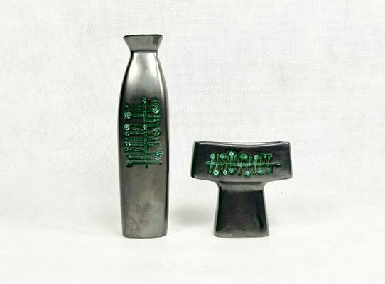 Ceramic Vase & Candleholder By Jitka Forejtova For Kravsko, 1960s, Set Of 2 photo 331.0