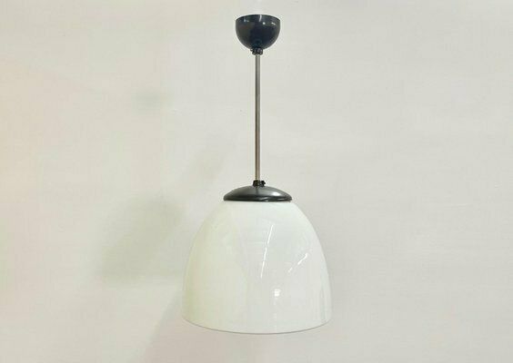 Czech Sunburst White Milk Glass And Bakelite Pendant Lamp From Napako, 1930s photo Lighting