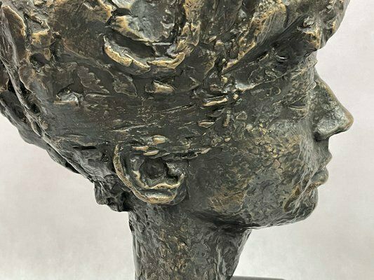 photo for sale Józef Galica, Sculptures Of Mrs. M. S., Bronze And Plaster, Poland, 1960s, Set Of 2