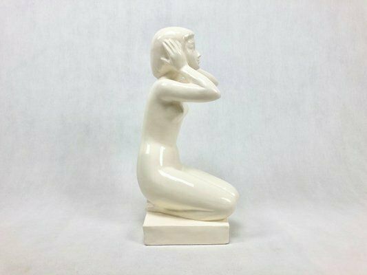 Kneeling Nude Woman Statue From Jihokera Bechyně, 1960s photo for sale