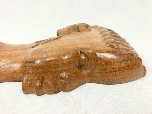 Vintage Wooden Carved African Man & Woman Wall Hanging Sculptures, Set Of 2 photo furniture