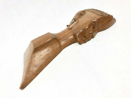 Vintage Wooden Carved African Man & Woman Wall Hanging Sculptures, Set Of 2 photo for sale