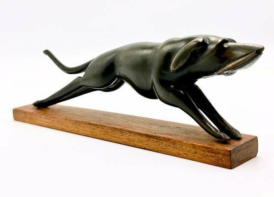 Vintage Art Deco Style Carved Hunting Dog Figurine, 1950s photo for sale