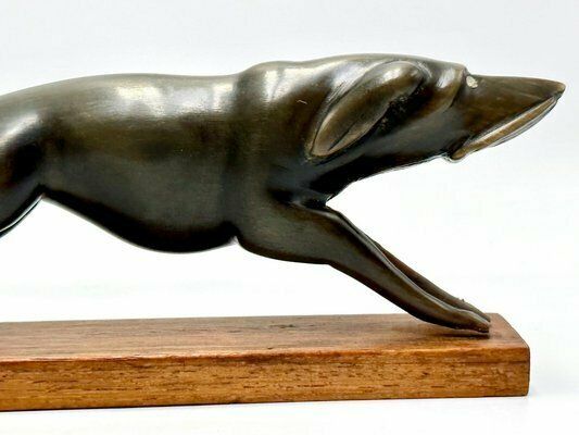 Vintage Art Deco Style Carved Hunting Dog Figurine, 1950s photo buy