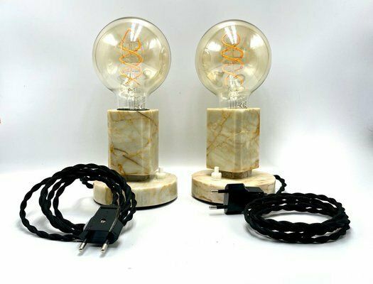 photo furniture Art Deco Marble Table Lamps From Kámen Praha, 1930s, Set Of 2