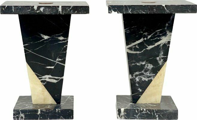 Art Deco Marble Mini Pedestals, 1930s, Set Of 2