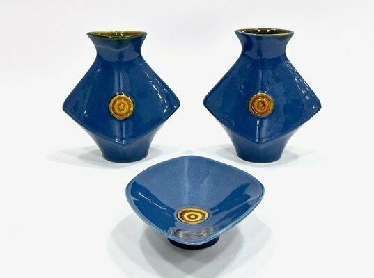 Mid Century Vases And Bowl From Ditmar Urbach, 1970s, Set Of 3