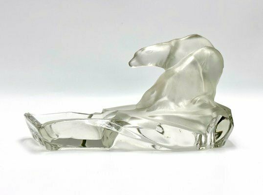 Art Deco Glass Polar Bear Ashtray Attributed To Karel Zentner For Glasswork Libochovice, 1930s photo for sale