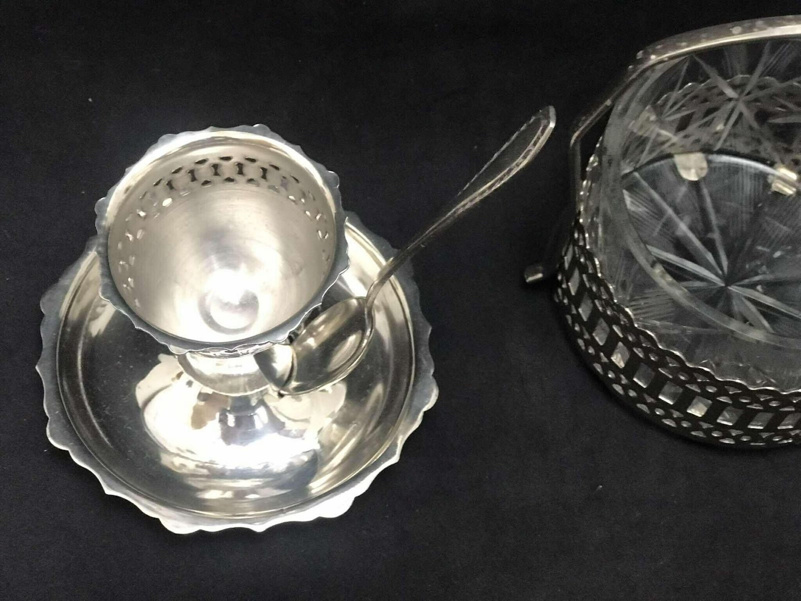 Breakfast Set For One Stainless Steel Egg Cup English Antique Jam/Mustard/Butter Bowl Glass photo buy