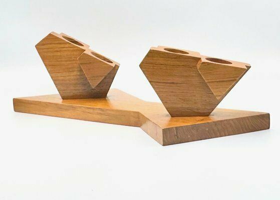Mid Century Modern Teak Birds Sculpture With Candleholder, 1960s photo for sale