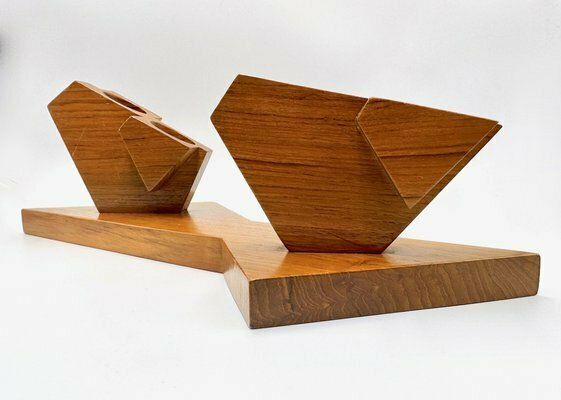 Mid Century Modern Teak Birds Sculpture With Candleholder, 1960s photo vinterior