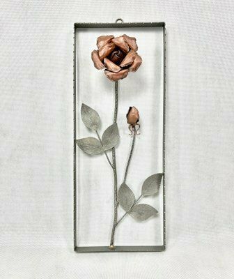 Mid Century Copper Wall Decoration With Rose, Czech, 1950s photo furniture