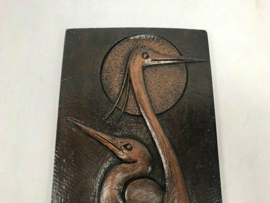 Mid Century Czech Wall Relief With Crane Birds, 1960s photo furniture