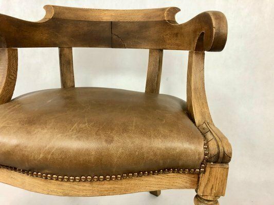 Louis Philippe Office Chair In Oak, 1800s photo vintage