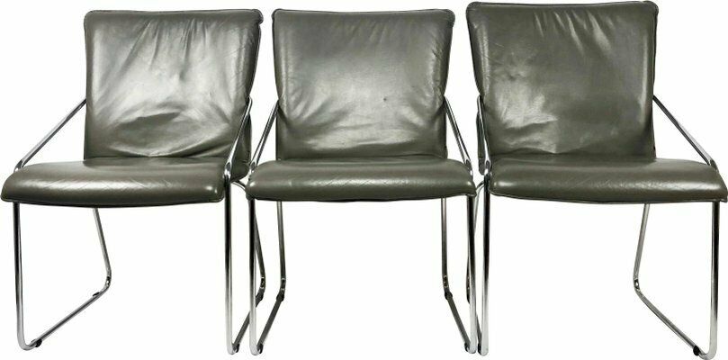 Mid Century Tubular Steel Office Chair, 1960s, Set Of 3 photo furniture