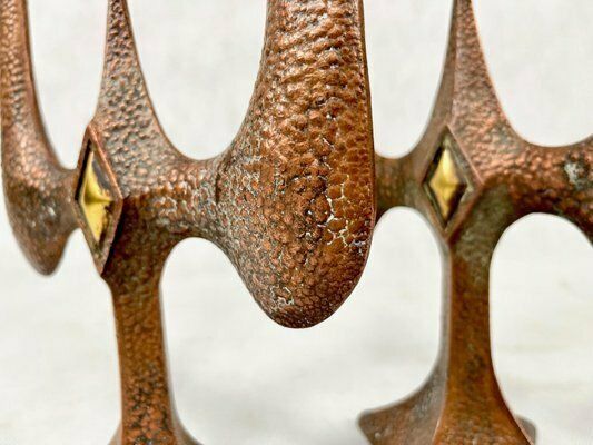 Polish Brutalist Copper Candleholders, 1970s, Set Of 2 photo vintage
