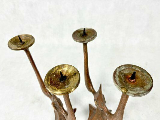 photo for sale Polish Brutalist Copper Candleholders, 1970s, Set Of 2